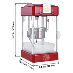 Popcorn Popper Machine Tabletop Popcorn Maker 300W 2.5 Oz Red