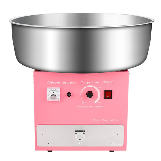 Electric Cotton Candy Machine, 1000W Commercial Candy Floss Maker with 52cm Stainless Steel Bowl, Sugar Scoop, and Drawer, Easy Home Use, Perfect for Kids Birthday, Family Party, Pink