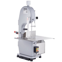 Commercial Electric Meat Bandsaw, 1100W Stainless Steel Countertop Bone Sawing Machine, Workbeach 19.3" x 15", 0.16-7.9 Inch Cutting Thickness, Frozen Meat Cutter with 6 Blades for Rib Pork Beef