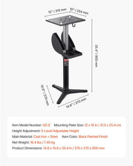 Bench Grinder Stand, Bench Grinder Vise Floor Pedestal with 31.5 x 25.4 cm Mounting Plate, Height-Adjustable Pedestal Stand with Grinding Wheel Storage Compartment & Heavy-Duty Cast Iron Base