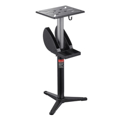 Bench Grinder Stand, Bench Grinder Vise Floor Pedestal with 31.5 x 25.4 cm Mounting Plate, Height-Adjustable Pedestal Stand with Grinding Wheel Storage Compartment & Heavy-Duty Cast Iron Base