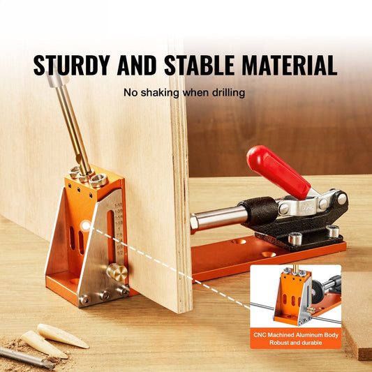 30 Pcs Pocket Hole Jig Kit, Adjustable & Easy to Use Pocket Hole Jig System with Step Drills, Wrenches, Drill Stop Rings, and Square Drive Bits, Dual Scale Marks for DIY Carpentry Projects