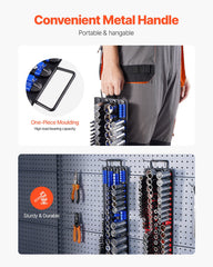 Portable Socket Organizer Tray, 2PCS Metric & SAE Socket Organizer Set Hold up to 160 Sockets, 1/4", 3/8" and 1/2" Heavy-Duty Socket Rail with Handle & Steel Base for Tool Box Drawer