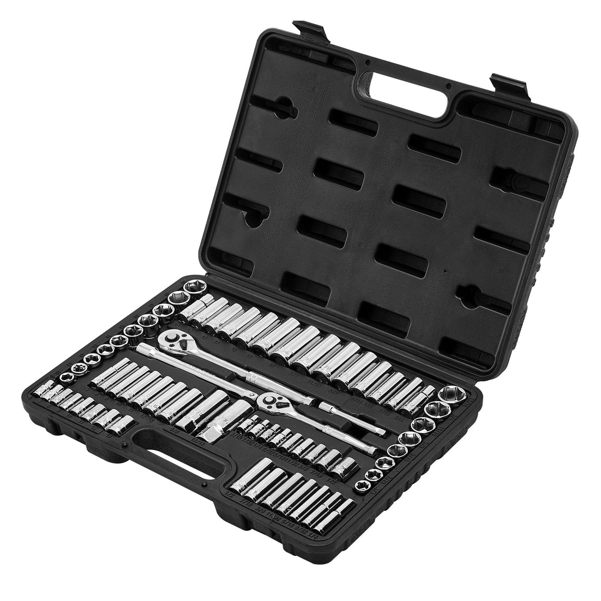 Socket Set, 69 Pieces, 9.5 & 6.4 mm Drive Socket and Ratchet Set, SAE and Metric, Deep and Standard, Mechanic Tool Kit with Accessories and Storage Case, CR-V Alloy Steel, for Auto Repair