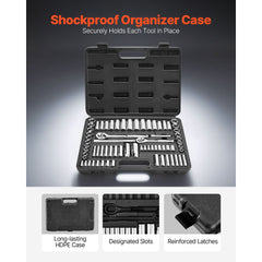 Socket Set, 69 Pieces, 9.5 & 6.4 mm Drive Socket and Ratchet Set, SAE and Metric, Deep and Standard, Mechanic Tool Kit with Accessories and Storage Case, CR-V Alloy Steel, for Auto Repair