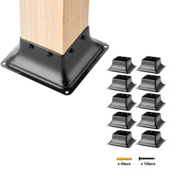 101.6x101.6mm Post Base 10Pcs, Internal 91x91mm Heavy Duty Powder-Coated Steel Post Bracket Fit for Standard Wood Post Anchor, Decking Post Base for Deck Porch Handrail Railing Support