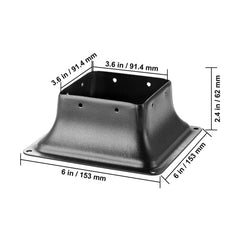 101.6x101.6mm Post Base 10Pcs, Internal 91x91mm Heavy Duty Powder-Coated Steel Post Bracket Fit for Standard Wood Post Anchor, Decking Post Base for Deck Porch Handrail Railing Support
