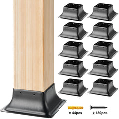 101.6x101.6mm Post Base 10Pcs, Internal 91x91mm Heavy Duty Powder-Coated Steel Post Bracket Fit for Standard Wood Post Anchor, Decking Post Base for Deck Porch Handrail Railing Support