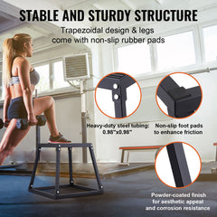 Plyometric Jump Boxes, 12/18/24/30 Inch Plyo Box, Platform and Jumping Agility Box, Anti-Slip Fitness Exercise Step Up Box Set for Home Gym Training, Conditioning Strength Training, Black