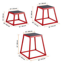 Plyometric Jump Boxes, 12/18/24 Inch Plyo Box, Platform and Jumping Agility Box, Anti-Slip Fitness Exercise Step Up Box Set for Home Gym Training, Conditioning Strength Training, Red