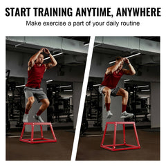 Plyometric Jump Box, 12 Inch Plyo Box, Steel Plyometric Platform and Jumping Agility Box, Anti-Slip Fitness Exercise Step Up Box for Home Gym Training, Conditioning Strength Training, Red