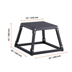 Plyometric Jump Box, 12 Inch Plyo Box, Steel Plyometric Platform and Jumping Agility Box, Anti-Slip Fitness Exercise Step Up Box for Home Gym Training, Conditioning Strength Training, Black