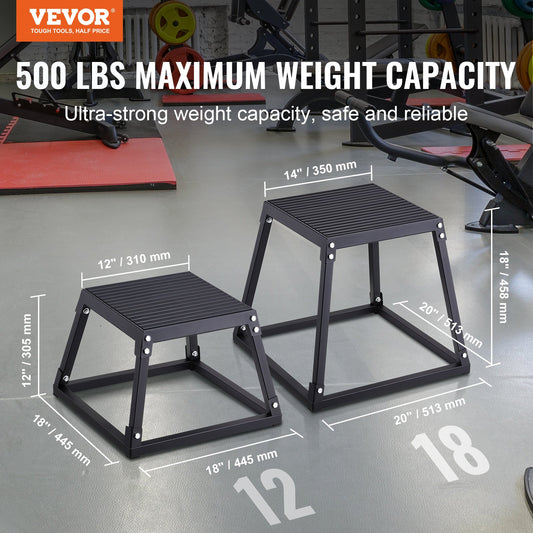Plyometric Jump Box, 12 Inch Plyo Box, Steel Plyometric Platform and Jumping Agility Box, Anti-Slip Fitness Exercise Step Up Box for Home Gym Training, Conditioning Strength Training, Black