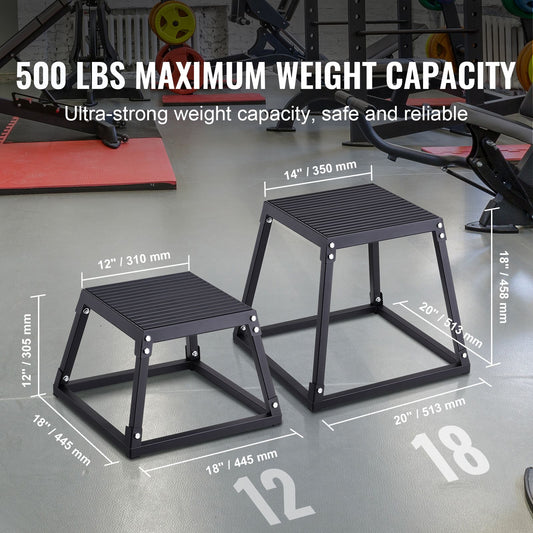 Plyometric Jump Box, 18 Inch Plyo Box, Steel Plyometric Platform and Jumping Agility Box, Anti-Slip Fitness Exercise Step Up Box for Home Gym Training, Conditioning Strength Training, Black