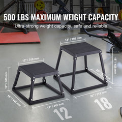 Plyometric Jump Box, 18 Inch Plyo Box, Steel Plyometric Platform and Jumping Agility Box, Anti-Slip Fitness Exercise Step Up Box for Home Gym Training, Conditioning Strength Training, Black