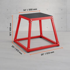 Plyometric Jump Box, 18 Inch Plyo Box, Steel Plyometric Platform and Jumping Agility Box, Anti-Slip Fitness Exercise Step Up Box for Home Gym Training, Conditioning Strength Training, Red