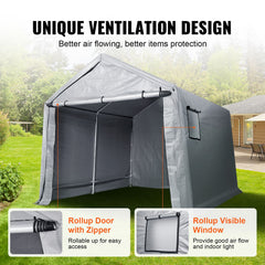 Protable Stotage Shelter Garage Stotage Shed 7 x 12 x 7.36ft & Zipper Door