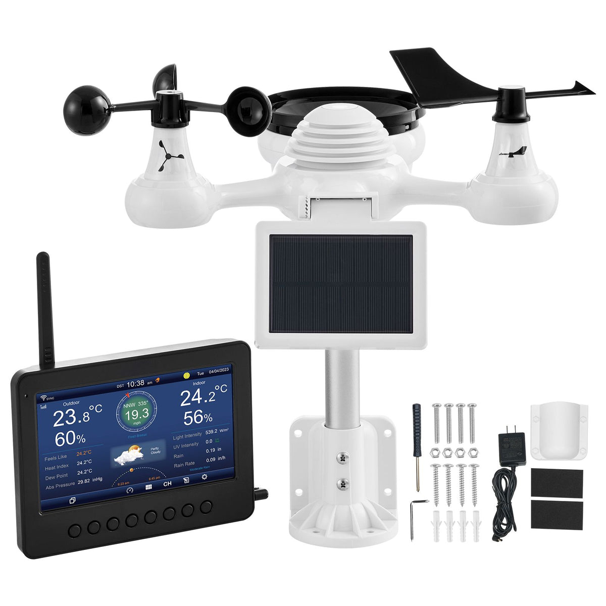 7-in-1 Wi-Fi Weather Station 177.8 mm TFT Display Wireless Outdoor Sensor