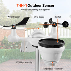7-in-1 Wi-Fi Weather Station 177.8 mm TFT Display Wireless Outdoor Sensor