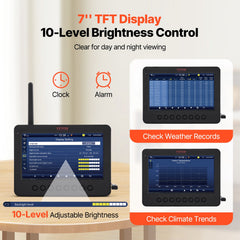 7-in-1 Wi-Fi Weather Station 177.8 mm TFT Display Wireless Outdoor Sensor
