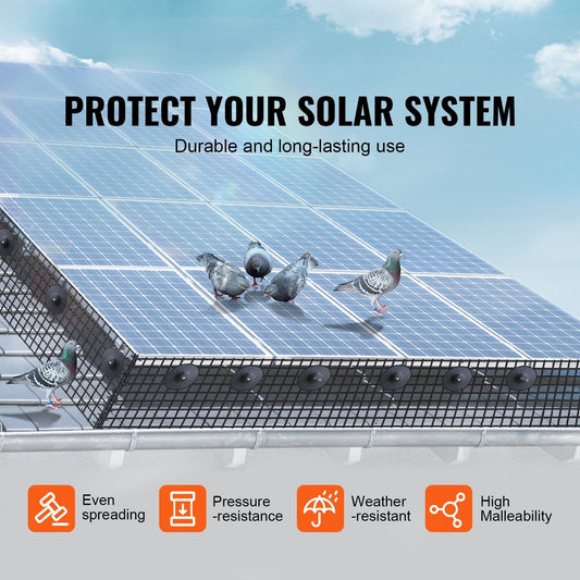 6 in x 100ft Solar Panel Bird Guard Critter Guard Roll Kit 60pcs Fasteners