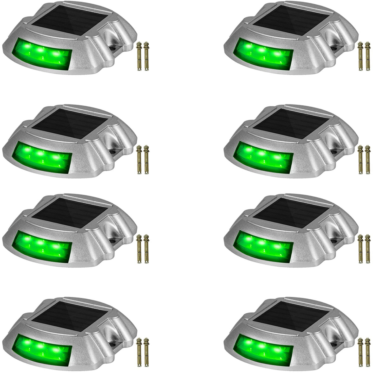 8-Pack Solar Driveway Light LED Road Markers Green for Garden Pathway