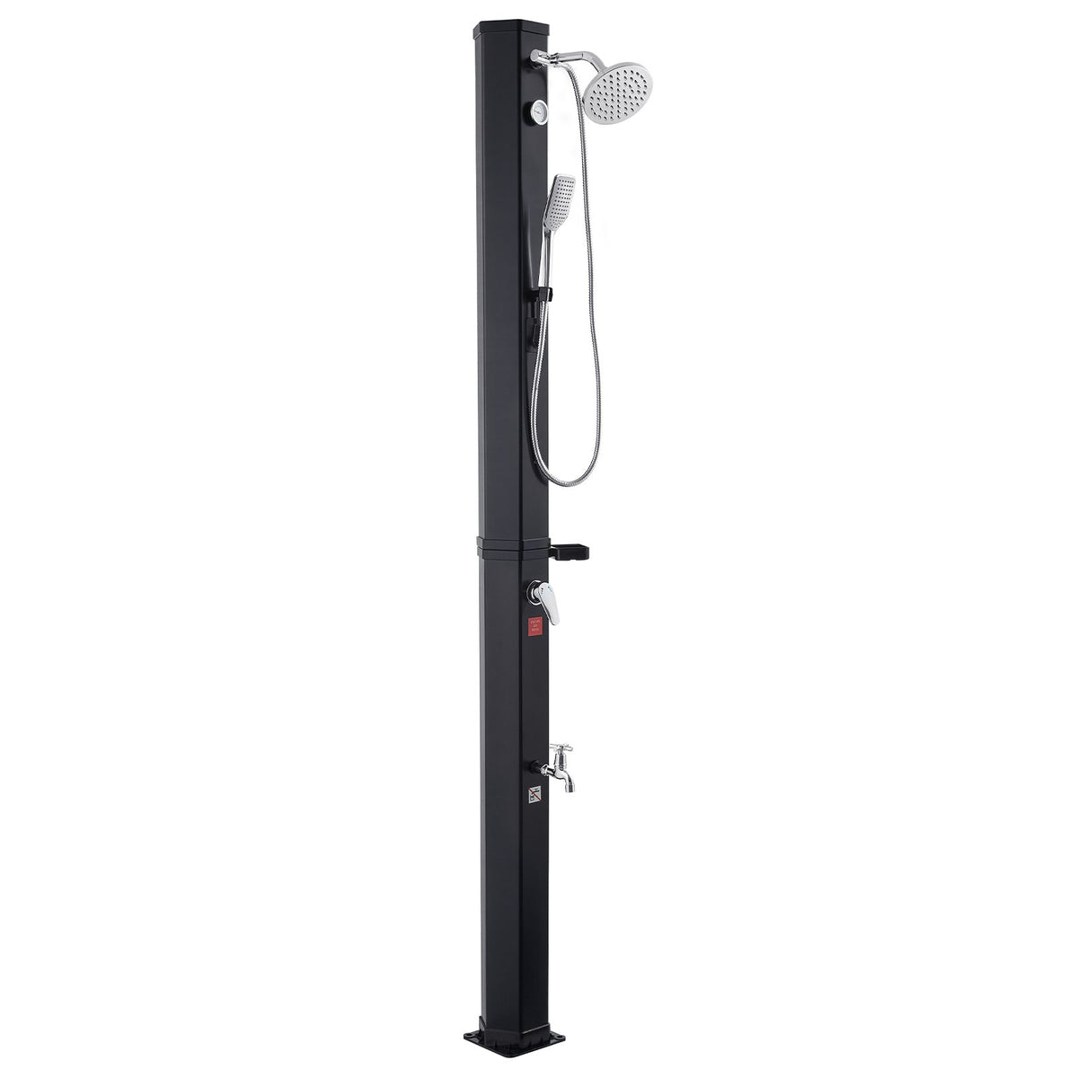 40L Solar Heated Shower, 205cm Showerhead Height Outdoor Shower, with Handheld & Foot Faucet, Hot & Cold Water Adjustment, Freestanding for Backyard Poolside Beach Pool, Black