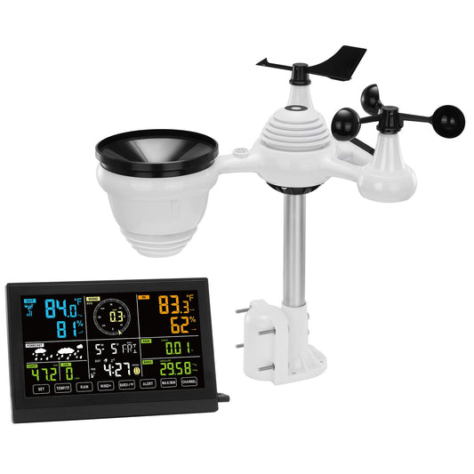 7-in-1 Wireless Weather Station, 7.5 in Large Color Display, Digital Home Weather Station Indoor Outdoor, for Temperature Humidity Wind Speed/Direction Rain UV, with Forecast Data, Alarm, Alerts
