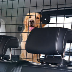 Dog Car Barrier, 96.5-168.5cm Adjustable Car Divider for Trunk Cargo Area, Universal-Fit Back Seat Heavy-Duty Wire Mesh Dogs Separator Guard Net, Vehicle Pet Barrier for Sedans, Trucks and SUVs