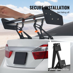 GT Wing Car Spoiler, 53.1 inch Universal Spoiler with Double Deck, Adjustable Lightweight Aluminum, Car Rear Spoiler Wing, Racing Spoiler BGW/JDM Drift Black