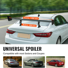 GT Wing Car Spoiler, 53.1 inch Universal Spoiler with Double Deck, Adjustable Lightweight Aluminum, Car Rear Spoiler Wing, Racing Spoiler BGW/JDM Drift Black