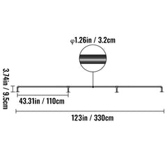 Pipe Stair Handrail, 11FT Staircase Handrail, 440LBS Load Capacity Carbon Steel Pipe Handrail, Industrial Pipe Handrail with Wall Mount Support, Round Corner Wall Handrailing for Indoor, Outdoor