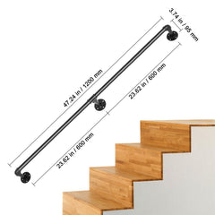 Pipe Stair Handrail Staircase Handrail 4 FT Carbon Steel for Wall Mount