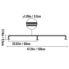 Pipe Stair Handrail Staircase Handrail 4 FT Carbon Steel for Wall Mount