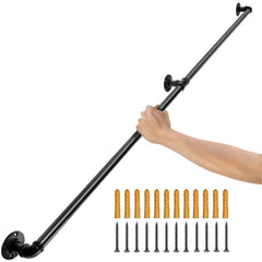 Pipe Stair Handrail Staircase Handrail 4 FT Carbon Steel for Wall Mount
