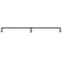 Pipe Stair Handrail, 7FT Staircase Handrail, 440LBS Load Capacity Carbon Steel Pipe Handrail, Industrial Pipe Handrail with Wall Mount Support, Round Corner Wall Handrailings for Indoor, Outdoor