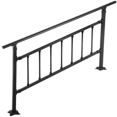 Iron Handrail Stair Railing Hand Rail Kit 1-4 Steps Outdoor Black w/ Bars