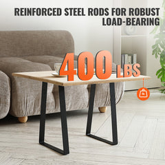 406.4MM Trapezoid Steel Table Legs, Replacement Furniture Legs Set of 2 for DIY Coffee Tables, Modern Desks, Bench, Night Stands, Sofa, Max Load 181.4KG Heavy Duty, Quick Instalation Legs Black