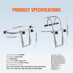 Ladder Stabilizer, 2 in 1 Extension Wall Ladder Standoff Hook, Roof Ridge Ladder Accessories Both Horizontally and Vertically, Heavy-duty Steel Rubber Grip T-Bar, Quick Access to Steep Roofs