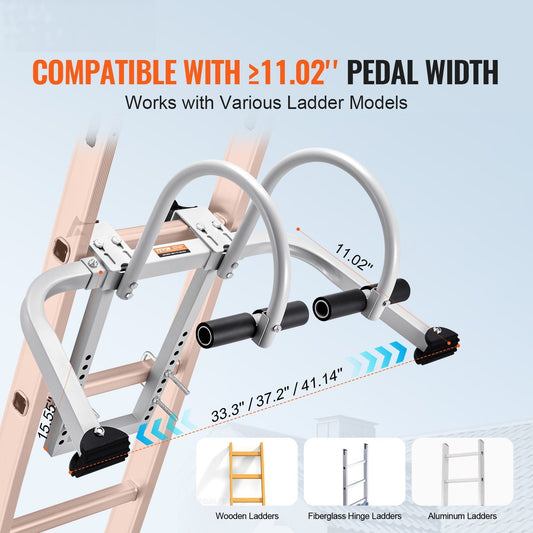 Ladder Stabilizer, 2 in 1 Extension Wall Ladder Standoff Hook, Roof Ridge Ladder Accessories Both Horizontally and Vertically, Heavy-duty Steel Rubber Grip T-Bar, Quick Access to Steep Roofs
