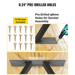 Metal Table Legs 28 x 17.7 inch A-Shaped Desk Legs Set of 2 Heavy Duty Bench Legs with Polyurethane Coating, Furniture Legs with Floor Protectors, Wrought Iron Coffee Table Legs for Home DIY Bla