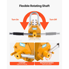 Permanent Magnetic Lifter, 600 kg Pulling Capacity, Heavy Duty N42 Neodymium Lifting Magnet with Release Handle and Steel Hook, Used in Shop Crane and Hoist, for Lifting Plate Steel, Board