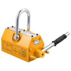 Permanent Magnetic Lifter, 1000 kg Pulling Capacity, Heavy Duty N42 Neodymium Lifting Magnet with Release Handle and Steel Hook, Used in Shop Crane and Hoist, for Lifting Plate Steel, Board