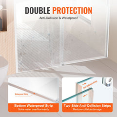 Frameless Shower Door 58-59" x 75" SGCC Tempered Glass 5/16" Chrome