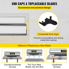 Drywall Skimming Blade Putty Knife 24inch Finishing Tool Stainless Steel