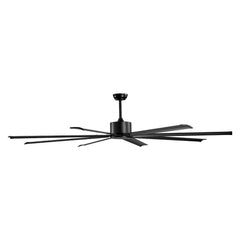 213 cm Ceiling Fan No Light, 6-Speed Remote Control, Aluminum 8-Blade, Reversible DC Motor, Modern Low Profile Flush Mount Exterior Fan for Bedroom, Living Room, Patio, Indoor/Outdoor, Black
