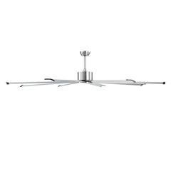 213 cm Ceiling Fan No Light, 6-Speed Remote Control, Aluminum 8-Blade, Reversible DC Motor, Modern Low Profile Flush Mount Fan for Bedroom, Living Room, Patio, Indoor/Outdoor, Brushed Nickel
