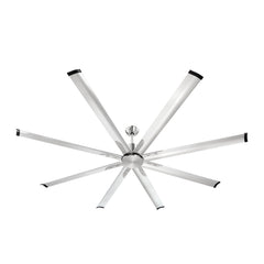213 cm Ceiling Fan No Light, 6-Speed Remote Control, Aluminum 8-Blade, Reversible DC Motor, Modern Low Profile Flush Mount Fan for Bedroom, Living Room, Patio, Indoor/Outdoor, Brushed Nickel