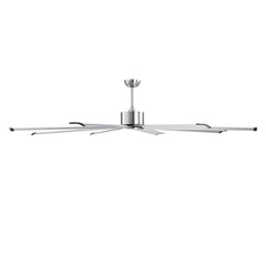 213 cm Ceiling Fan No Light, 6-Speed Remote Control, Aluminum 8-Blade, Reversible DC Motor, Modern Low Profile Flush Mount Fan for Bedroom, Living Room, Patio, Indoor/Outdoor, Brushed Nickel