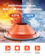 Metal Roof Pipe Flashing Boot Fits 254-483 mm Pipe High Temp Red Silicone